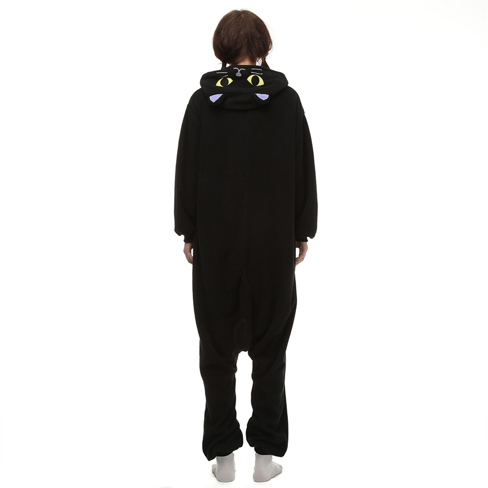Midnight Cat Kigurumi Kostuum Unisex Vlies Pyjama Onesie